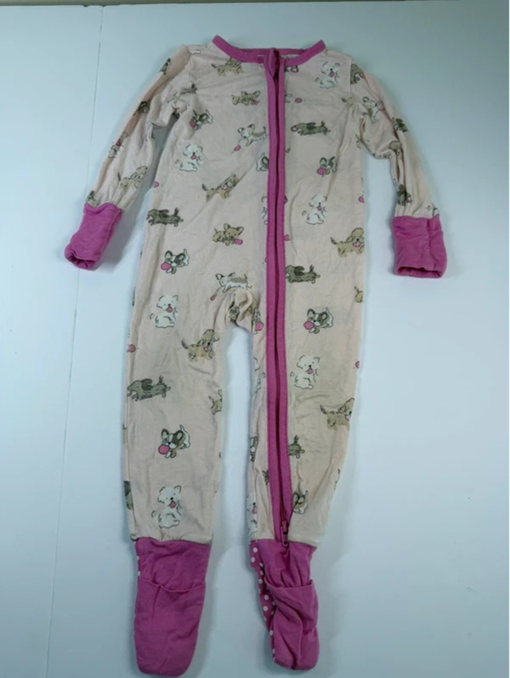 Angel Dear Baby Size 6-12M Puppy Print Bamboo Zipper Footie Pajamas